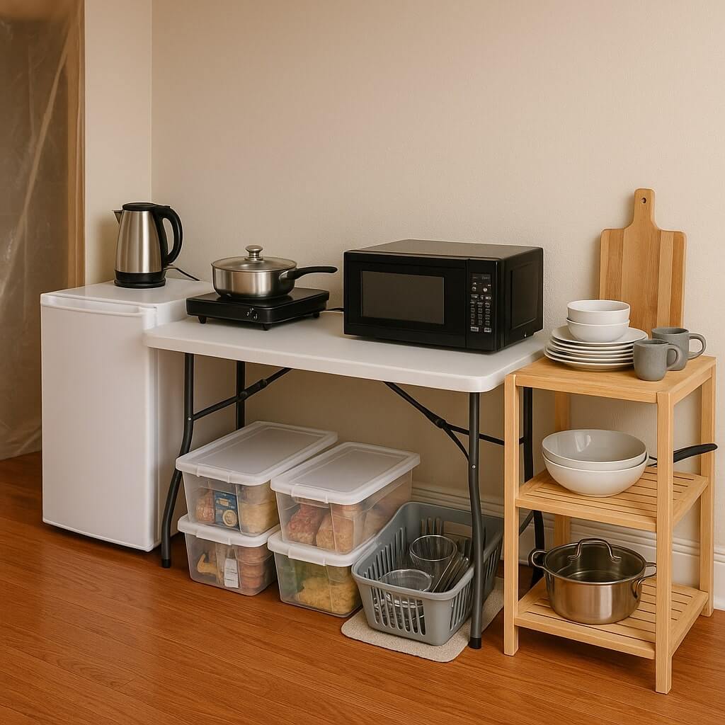 temporary kitchen during remodel